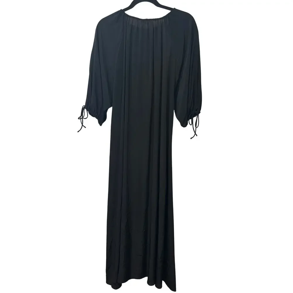 By Malene Birger Lily Black Maxi Dress Oversized Silk Blend‎ NWT Size 2